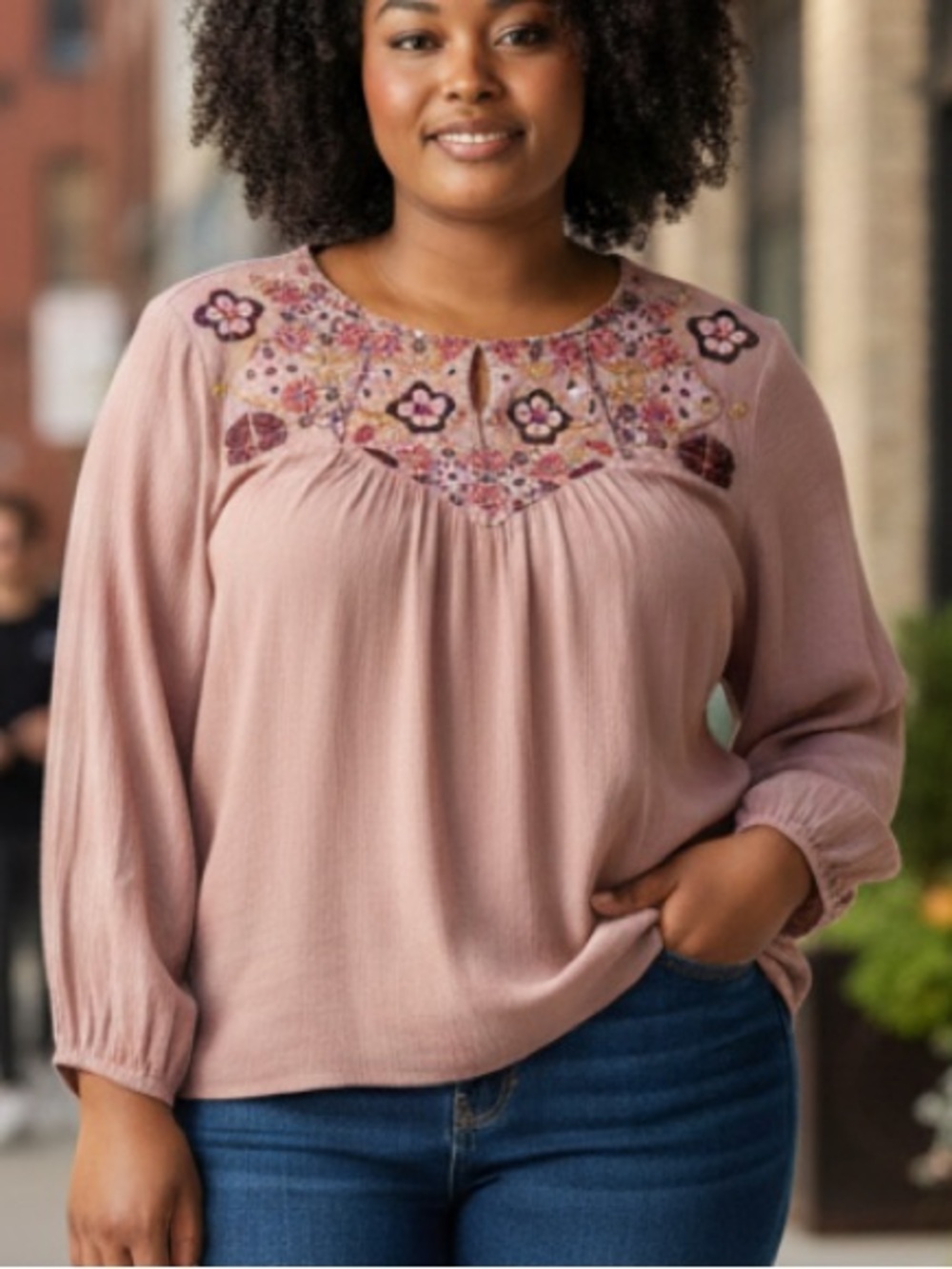 Harper Heritage Embroidered Lightweight Pink Boho Tunic Top
